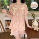 Bei Yifu-Pyjamas mit Brustpolster für Frauen für Sommershorts, Cloud Cotton Internet Promi dünne süße süße Cartoon-Heimkleidung Set ZZ9902-2#Little Red Flower XL