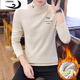Langgu LAWKUL long-sleeved t-shirt for men in autumn and winter plus velvet and thickened half turtleneck bottoming shirt trendy slim and warm men's top T7151 Khaki XL