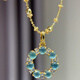 Junpo Rakkaania blue water donut necklace 18k gold inlaid pendant for women