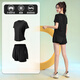 BESTEL FORTSPORTS -Frauen losen Anzug kleiner Yoga -Fitness -Kleidung lila Top + Black Shorts XL