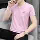 Siete lobo en V cuello en V 2025 algodón puro de algodón corto para hombres de manga corta deportes para hombres y camiseta casual estilo chino de moda china camisa de base simple de gran tamaño blanca 691 modelos 3xl 155-165Jin [Jin equivale a 0.5 kg]