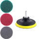Shantou Lincun electric scouring pad polishing head tool floor tile cleaning artifact angle grinder scouring pad polishing artifact 4-inch green + red + gray each + suction cup + post