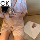 CK lace striped ice silk pajamas for women ins spring and summer ins windy home clothes can be worn outside LW-9214 [fabric] M [recommended 80-100Jin [Jin equals 0.5 kg]]