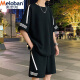 美罗邦（Meloban）休闲运动套装男夏季新款宽松冰丝短袖t恤男士短裤搭配帅气一整套T FKS653白色 L 建议【110-130】斤