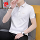 Pierre Cardin Summer Cool Cool Silk High-Ald Simple Fink Lapa de algodón de algodón de algodón de manga corta Polo bordado para hombres Bordado Camisa Blanca 679 Modelo M 85-Jin [Jin iguala 0.5 kg]