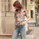 
Kamilan printed short-sleeved sweater for women in summer 2025 new high-end round neck slim bodywear style XL