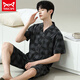 Catman MIIOW pajamas men's summer short-sleeved shorts summer thin men's men's style can be worn with loose casual large size home clothes 6624 men's style M standard (high 165100 Jin [Jin equals 0.5 kg])