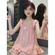 Pema Chat Pyjamas Kindermädchen Große Kinder Hosenträger Pyjamas Pyjamas Hosenanzug Mädchen Ärmeloses koreanisches Riemen Center Weste zwei Stücke Dünnstil LDE-11304# Blue Cherry 170 Größe 16 Höhe 135-140 cm Gewicht 50-