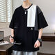 TTPMER SUMME Brand à tendance Couleur contrastée T-shirt à manches courtes T-shirt Men's Youth LoUt Style D693 [haute qualité] blanc M recommandé 90-105 Jin [Jin est égal à 0,5 kg]
