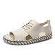 Steffie Love Sandalias de cuero romano Tendencia de los hombres 2025 Summer Internet Estilo de celebridades Fashion Soft casual Driving Teenager Men's Beach Zapatos 9926 Negro 38