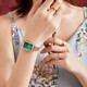 Olevs [Freundin] Klassische Quartz Watch Chinese Trendy Watch Fashion Watch Women's Watch Wasserdes Retro Small Green Watch Geschenk [Temperament und vielseitig] Zeit 6624L Rose Mesh Rose Shell Grün 29 mm Zifferblatt Durchmesser: 22x