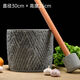 Sailoto large hand-made garlic pounder stone garlic mortar household grinder stone mortar for pounding medicine, smashing pepper, peeling garlic and garlic press, 25 cm diameter hand-made jar type with wooden hammer step