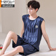 Modal [soft and silky] ice silk pajamas men's summer thin loose shorts shorts suit emulated silk summer new 9902 M