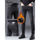 JEEP SPIRIT牛仔裤男春秋新款直筒休闲裤子男直筒修身时尚百搭长裤 加绒 1048黑色 28