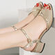 Cartelo Fashion Summer Fairy Style Single Schuhe Gurt Leder Sandalen Frauen Sommer mittelschwerer Absatz Fisch Mundschuhe Bk1827 Gold 37