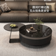 Yiyan round glass coffee table living room light luxury high-end small apartment Italian simple high-end modern Internet celebrity minimalist combination 70 single drawer pure black glass coffee table + side table