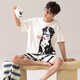 Langsha Pajamas Manga corta para hombres pantalones cortos de algodón puro 2025 Nuevo talla de gran tamaño Cotton Men's Pule's Home Suitwear Estilo delgado 844 Hombres l