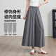 Yiyang Yiyang Feel Feeling Linen Falda Pantalones para mujeres 2025 Summer NUEVO CINTA DE LA CABAJA High Slimming nueve puntos Fluyendo pantalones de patas anchas M Black M