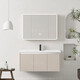 Flecha Space cremoso Gabinete de baño de aluminio Baño Cerámico Integrado Gabinete Gabinete Combinación Gabinete Washbasin Doble Abierto Gabinete principal 7040 Cerámica + Gabinete de espejo de arco