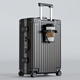Fandia aluminum frame suitcase men's 26-inch trolley case large size aircraft suitcase aviation password box women's leather suitcase gray