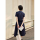 Zihan (ZIHAN) Zihan lace round neck puff sleeve top high waist pleated half length skirt two-piece suit for women 2025 summer new style dark navy S