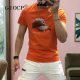 GIOCP香港潮牌夏季新款丝光棉帽子烫钻短袖网红个性潮流修身半袖T恤男 桔红色 733 帽子 4XL