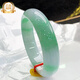 Myanmar Ice Jade Bracelet Jade Bracelet Light Green Floating Flower Bracelet Floating Green Positive Circle Ice Waxy Jade Bracelet Women's 57 Circle Mouth