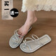Happy Mary (J/M) Fuß-Clip-Hausschuhe für Frauen im Sommer im Sommer koreanischer Stil Französisch Zehen Mode Meeres Rock Strass Sandalen Wenzhou Huidong Echtes Ledersandalen Frauen-Schwarz 6626a 33-34 38-Seher Frauen 2025 New Style Style Style