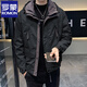 Romon Jacket Men's Autumn and Winter 2025 New Trendy Velvet Charge Top Men's Double Layer Casual Hooded Work Clothes Black Velvet Thickening It is recommended to go up one size XL Recommended 135-150 Jin Jin is equal to 0.5 kg