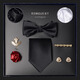 T/Zwanziger Herrenkrawatte, Fliege Krawatte, Taschenschal, Kragenclip, Manschettenknackkasten formelle Anzug Box Freund Hochzeitsbräutigam Red M898 Geschenkbox Set Set