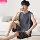 Modal Men's Pyjamas Vest modal mince sans manches adolescentes Summer Plus taille Jin [Jin est égal à 0,5 kg] Suit à domicile en deux pièces 12027 [ensemble masculin] L [suggéré 100-140 Jin [Jin est égal à 0,5 kg]]]