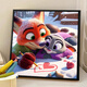 Cute cartoon Crazy Zoo City Digital Oil Painting Diy Coloring Painting Hand-painted Unzipped Decoration Children's Oil Painting SJ13557 20*20cm Tightened Thickened Solid Wood Inner Frame Highlighted Pigment + Oil Canvas +