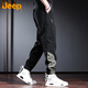 JEEP Jeep Overalls Men's Spring and Summer Casual Sports Pants Men's Loose Leg-tie Trendy Men's Pants Black 2XL