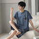 Hongdou (Hodo) Pyjamas Herren-Sommer-Kurzärmel-Shorts für Sommerdünnstreifen können an der Außenbekämpfung von außen getragen werden.