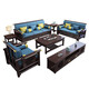 Wenting Yayuan Solid Wood Sofa Living Room New Chinese Style Black Gold Wood Storage Guifei Fabric Combination Light Luxury Small Apartment Furniture 9901 1+1+3+ Drawer Coffee Table [Storage Model] Cat Scratch Leather Cover