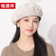 Hengyuanxiang beret women's autumn and winter new Japanese paper wool retro octagonal hat versatile fashion temperament painter hat camel one size