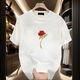 Playboy (PLAYBOY) short-sleeved T-shirt for men and women couples outfits trendy brand round neck printed T-shirt pure cotton simple loose versatile half-sleeved top summer black [front large picture K1049 single red rose S recommended 90-100 Jin [Jin equals 0.5 kg]