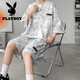 Playboy (PLAYBOY) summer suit men's niche design tie-dyeing 7-quarter sleeve T-shirt shorts trendy cool big size men's clothing set TZ757 tie-dyeing black L (recommended 110-125 Jin [Jin equals 0.5 kg])