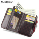 AIOSC men's wallet high-end light luxury short retro large capacity multi-card magnetic buckle three-fold zipper wallet coin bag black - high-end