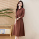 Ehangy Luxury High-End Brand Dress для женщин 2025 Осень Осень Новый драпированный темперамент Слим и высококачественная красивая юбка кирпич Red M