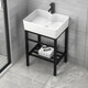 Petit appartement bassin de lavage en céramique, lavabo, évier de salle de bain, bassin de comptoir, bassin de colonne de balcon 4837E Basin + drain de support / petit appartement