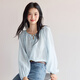 Eifli (eifini) Eifli printed loose collar shirt for women 2025 summer new commuter versatile casual top for women Blue S 80-110Jin [Jin equals 0.5 kg]