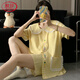 Langsha (Langsha) Large-Size-Heimkleidung für Frauen 2025 NEUER KOLK-SELEVED COLAID Sweet Prinzessin Fengyunduo Cotton Pyjamas Drei-teiliger Set H9928 Polka Dot Kt Katze [kleiner Lapelstil] M empfohlen 75-100 Jin [Jin gleich 0,5 kg]