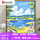 Mannmonet Garden Digitalöl Malerei DIY Füllen handgefertigte Acrylfärbung Erwachsene Leichte Langeweile Miyazaki Landschaftsmalerei XH13789 30*40 Innenrahmen für Massivholz + Bürstenpigment