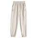 [Seda de hielo Anti-Wrinkle] Algodón de verano y lino Pantalones deportivos de estilo de talla de talla de talla de talla de tamaño de nueve puntos Pantalones casuales de harem para mujeres de albaricoque L [sugerido 100-115 Jin [Jin equivale a 0.5 kg]]]