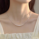Kaximu Broken Silver Pearl Necklace for Women Gradient Smile Stitching Design Shijia Pearl Highlight Clavicle Chain Light Luxury Sweater Chain for Women Broken Silver Pearl Necklace Gift Box