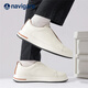 Navikel Italian dinghy leather low-top sneakers breathable business versatile casual shoes one-leg men's shoes off-white