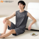 Pajama modal Summer masculino 100% puro pantalones cortos de chaleco sin mangas de algodón para el chaleco de verano para hombres Juego de ropa para el hogar 02J13657 L
