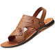 
Woodpecker official brand sandals men's summer 2025 new breathable leather sandals slippers non-slip beef tendon sole beach shoes waterproof and cold 6227 khaki beef tendon sole-flagship model 37