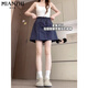Cotton Summer Silk Yamamoto Travail Vêtements Shorts pour femmes 2025 New Style Small Person High Taist Slim A-Line Pantaler Jirt 603 Navy Blue [High Quality 19.5] XL 120-140JIN [Jin est égal à 0,5 kg]